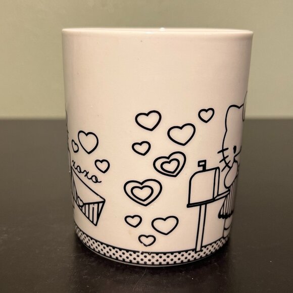 Vintage Sanrio HELLO KITTY Ceramic Mug with Love Letters, Mailbox and Hearts - Picture 3 of 8